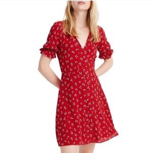 Madewell Silk Button-Front Dress Little Lilies 00